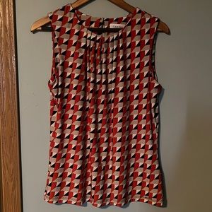 Calvin Klein orange checkered sleeveless blouse
